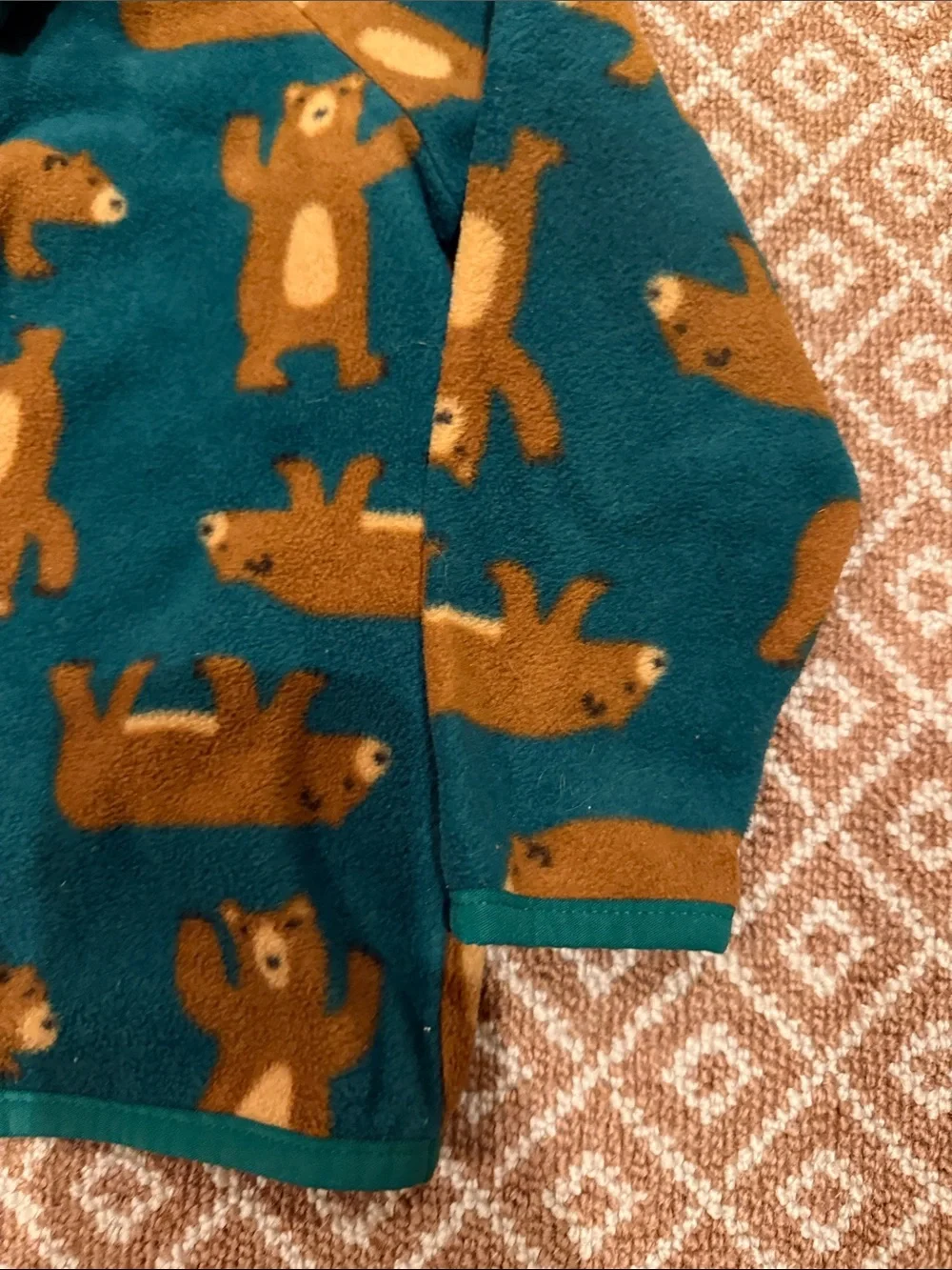 Old Navy Kids Bear-Print Fleece Pullover - Teal & Brown Size 3T